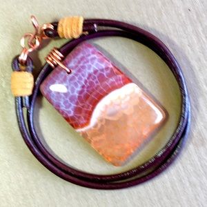 16” ❤️❤️Purple Agate Leather Choker Necklace